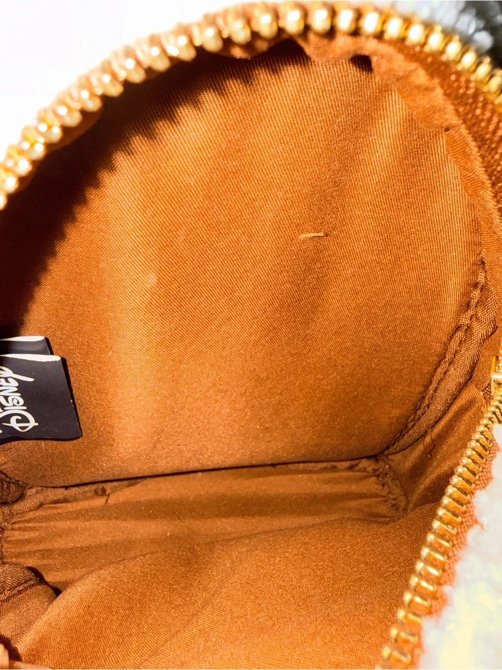 Disney Cream Sherpa Mini Backpack with Brown Trim and Gold Hardware